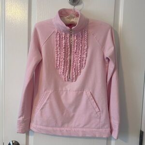 Lilly Pulitzer Chic Pink Ruffled Pullover with Quarter-Zip